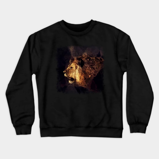 Low poly Golden Lion Crewneck Sweatshirt by DyrkWyst